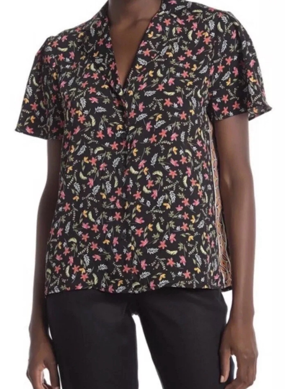 Laundry By Shelli Segal Flavia Floral Camp Top Shirt Small NEW 609